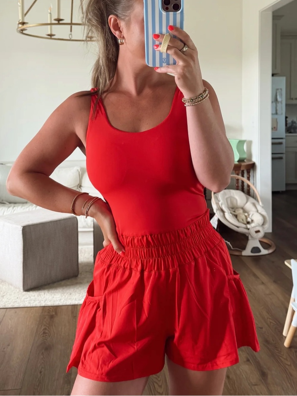 Women’s Red Scoop Neck Sport Romper
